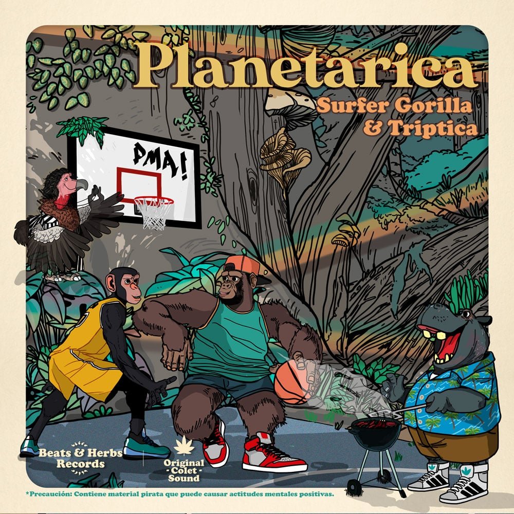 PlanetaRica surfer gorilla triptica