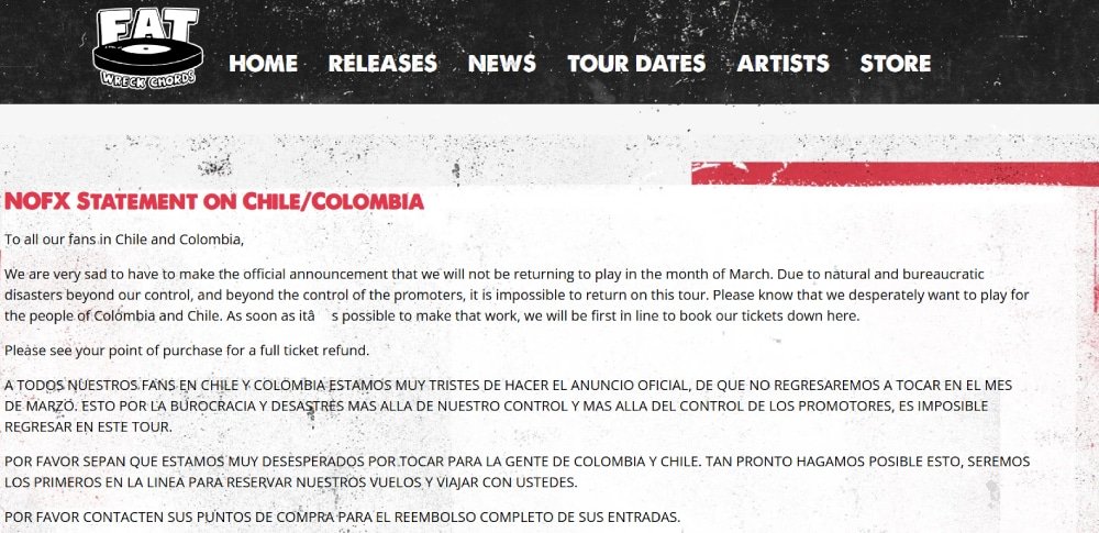 El dia que, desafortunadamente, NOFX se presentó en Colombia 3