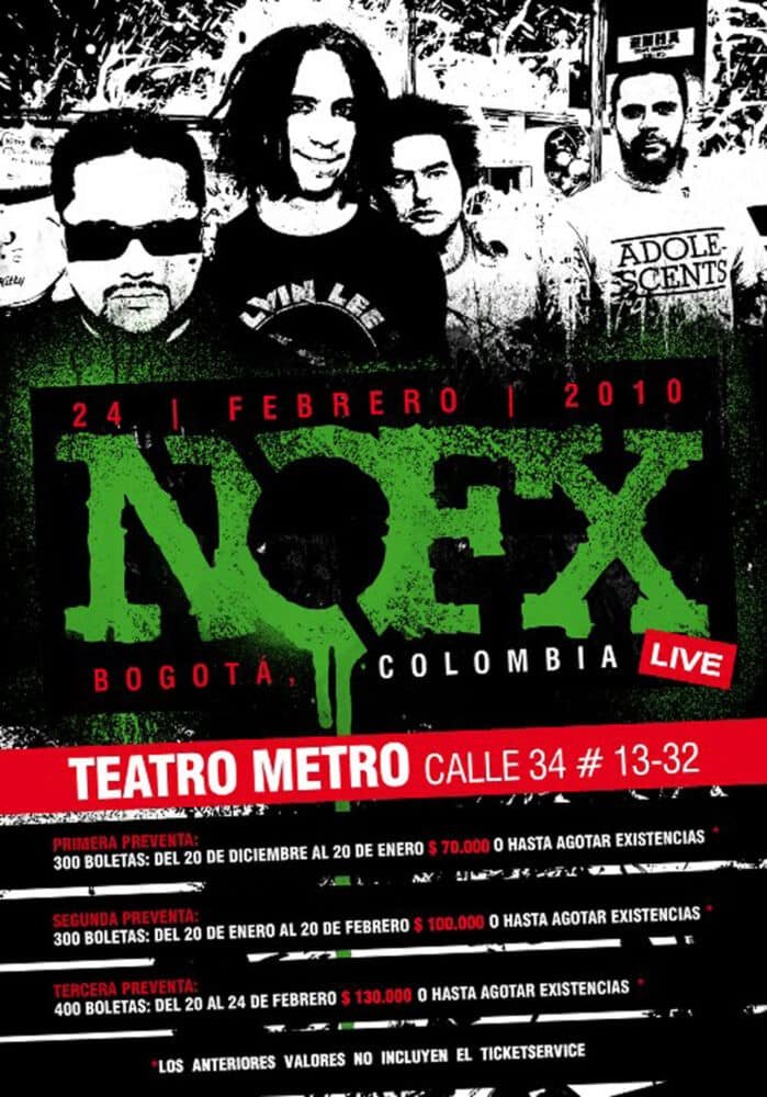 nofx colombia 2010 El dia que, desafortunadamente, NOFX se presentó en Colombia